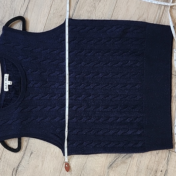 Alex Mill Mini Cable Knitted Sweater Vest in Lightweight Alpaca Navy - Picture 8 of 8